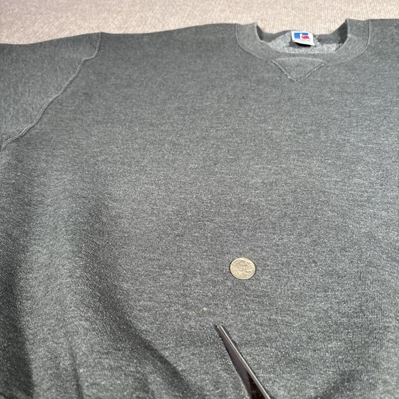 Vintage Russell Sweatshirt Mens XL Crewneck Gray Fleece Blank Distressed 90s - Picture 3 of 11